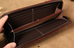 Cool Handmade Leather Mens Clutch Vintage Zipper Wallet for Men