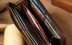 Cool Handmade Leather Mens Clutch Vintage Zipper Wallet for Men