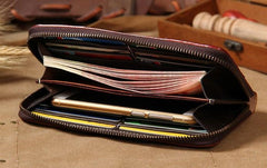 Cool Handmade Leather Mens Clutch Vintage Zipper Wallet for Men