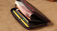 Cool Handmade Leather Mens Clutch Vintage Zipper Wallet for Men