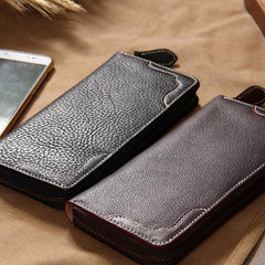 Cool Handmade Leather Mens Clutch Vintage Zipper Wallet for Men