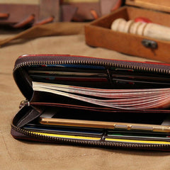 Cool Handmade Leather Mens Clutch Vintage Zipper Wallet for Men