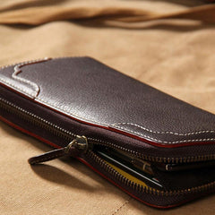 Cool Handmade Leather Mens Clutch Vintage Zipper Wallet for Men