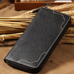 Cool Handmade Leather Mens Clutch Vintage Zipper Wallet for Men