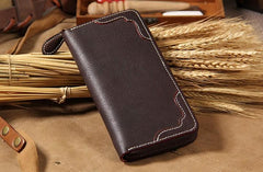 Cool Handmade Leather Mens Clutch Vintage Zipper Wallet for Men