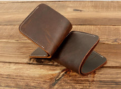 Cool Handmade Leather Mens Brown Bifold billfold Wallet Small Wallet  for Men - imessengerbags
