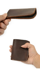 Cool Handmade Leather Mens Brown Bifold billfold Wallet Small Wallet  for Men - imessengerbags