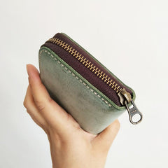 Cool Handmade Mens Blue Long Wallet Red Bifold Card Wallet Zipper Clutch Wallet For Men - imessengerbags