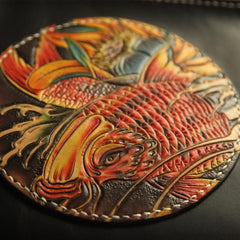 Cool Handmade Tooled Leather Carp Clutch Wallet Wristlet Bags Clutch Purse For Men - imessengerbags