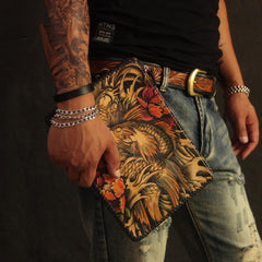 Cool Handmade Tooled Leather Carp Clutch Wallet Wristlet Bags Clutch Purse For Men - imessengerbags