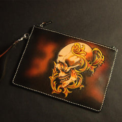 Cool Handmade Tooled Leather Carp Clutch Wallet Wristlet Bags Clutch Purse For Men - imessengerbags