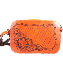 Cool Handmade Floral Tooled Leather Small Postman Bag Messenger Bag Courier Bag For Men - imessengerbags