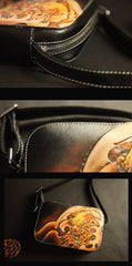 Cool Handmade Floral Tooled Leather Small Postman Bag Messenger Bag Courier Bag For Men