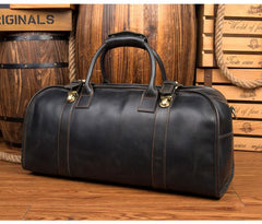 Cool Leather Mens Weekender Bag Shoulder Travel Bag Duffle Bag Coffee luggage Bag for Men