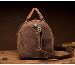 Cool Brown Mens Leather 15 inches Weekender Bag Travel Shoulder Bags Duffle  Luggae Bag for Men