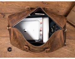 Cool Brown Mens Leather 15 inches Weekender Bag Travel Shoulder Bags Duffle  Luggae Bag for Men - imessengerbags