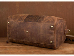 Cool Brown Mens Leather 15 inches Weekender Bag Travel Shoulder Bags Duffle  Luggae Bag for Men