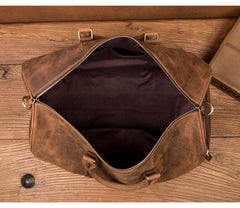 Cool Brown Mens Leather 15 inches Weekender Bag Travel Shoulder Bags Duffle  Luggae Bag for Men