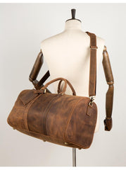 Cool Brown Mens Leather 15 inches Weekender Bag Travel Shoulder Bags Duffle  Luggae Bag for Men - imessengerbags