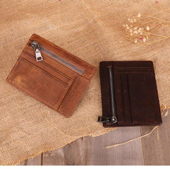Cool Leather RFID Slim Zipper Wallet billfold Small Wallet Front Pocket Wallet Card Wallets For Men - imessengerbags