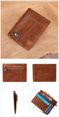 Cool Leather RFID Slim Zipper Wallet billfold Small Wallet Front Pocket Wallet Card Wallets For Men - imessengerbags