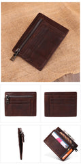 Cool Leather RFID Slim Zipper Wallet billfold Small Wallet Front Pocket Wallet Card Wallets For Men - imessengerbags