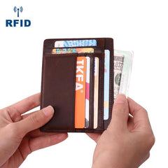 Cool Leather RFID Slim Zipper Wallet billfold Small Wallet Front Pocket Wallet Card Wallets For Men - imessengerbags