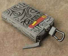 Cool Leather Aztec Designed Mens Car Key Key Wallet Small Key Holders for Men - imessengerbags