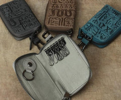 Cool Leather Aztec Designed Mens Car Key Key Wallet Small Key Holders for Men - imessengerbags