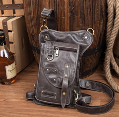 Cool Leather Belt Pouch Mens Chest Bag Backpack Shoulder Bag for Men