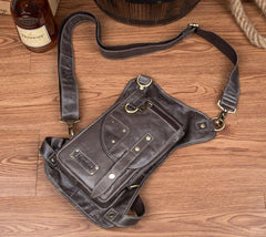 Cool Leather Belt Pouch Mens Chest Bag Backpack Shoulder Bag for Men