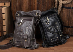 Cool Leather Belt Pouch Mens Chest Bag Backpack Shoulder Bag for Men