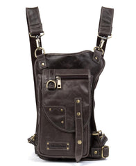 Cool Leather Belt Pouch Mens Chest Bag Backpack Shoulder Bag for Men - imessengerbags