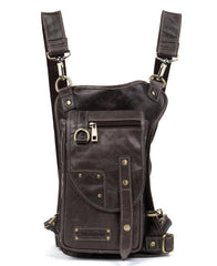 Cool Leather Belt Pouch Mens Chest Bag Backpack Shoulder Bag for Men