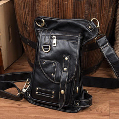 Cool Leather Belt Pouch Mens Chest Bag Backpack Shoulder Bag for Men