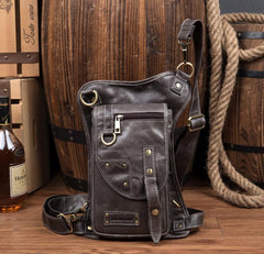 Cool Leather Belt Pouch Mens Chest Bag Backpack Shoulder Bag for Men