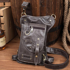 Cool Leather Belt Pouch Mens Chest Bag Backpack Shoulder Bag for Men