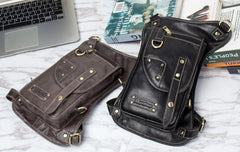 Cool Leather Belt Pouch Mens Chest Bag Backpack Shoulder Bag for Men