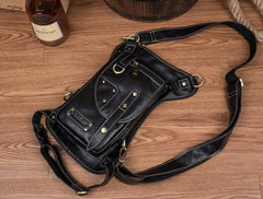 Cool Leather Belt Pouch Mens Chest Bag Backpack Shoulder Bag for Men