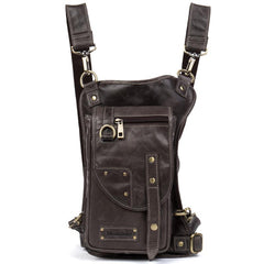 Cool Leather Belt Pouch Mens Chest Bag Backpack Shoulder Bag for Men