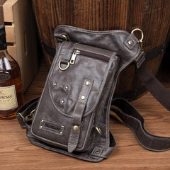 Cool Leather Belt Pouch Mens Chest Bag Backpack Shoulder Bag for Men