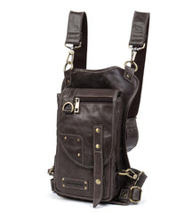 Cool Leather Belt Pouch Mens Chest Bag Backpack Shoulder Bag for Men