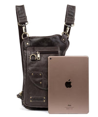 Cool Leather Belt Pouch Mens Chest Bag Backpack Shoulder Bag for Men - imessengerbags