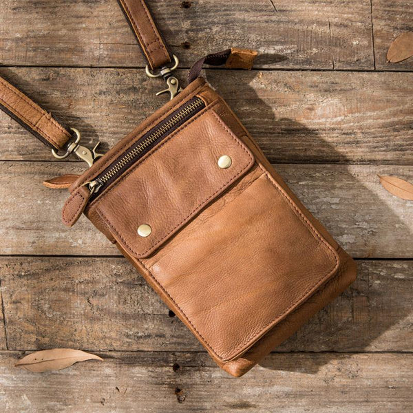Cool Leather Belt Pouches Mens Waist Bag Shoulder Bag for Men - imessengerbags