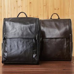 Cool Leather Black Mens Large Brown Backpacks Travel Backpack 14inch Laptop Backpack for Men - imessengerbags
