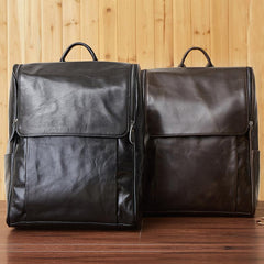 Cool Leather Black Mens Large Brown Backpacks Travel Backpack 14inch Laptop Backpack for Men