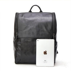 Cool Leather Black Mens Large Brown Backpacks Travel Backpack 14inch Laptop Backpack for Men - imessengerbags