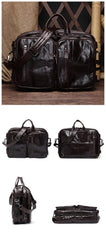 Cool Leather Black Mens Large Brown Travel Backpack 14inch Dark Brown Briefcase Backpack Laptop Backpack for Men - imessengerbags