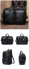 Cool Leather Black Mens Large Brown Travel Backpack 14inch Dark Brown Briefcase Backpack Laptop Backpack for Men - imessengerbags