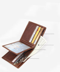 Cool Leather Brown Men's Business Zipper billfold Small Wallet Black Bifold Wallet Card Wallet For Men